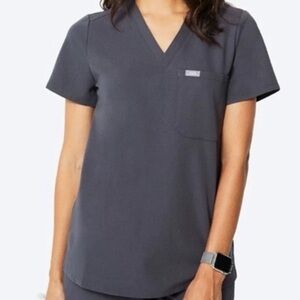 XXS Figs Charcoal Catarina scrub top